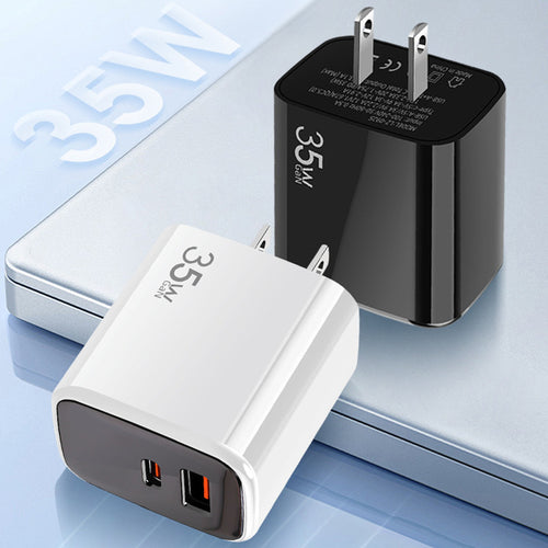 30W GaN Fast Charger USB-C USB-A Dual Port Adapter