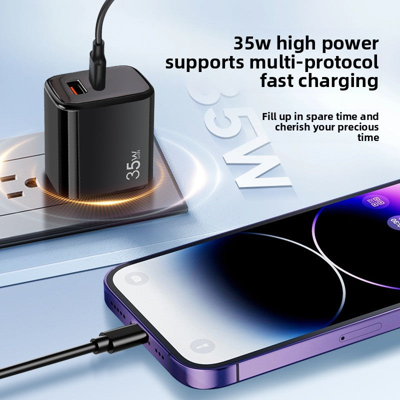 30W GaN Fast Charger USB-C USB-A Dual Port Adapter